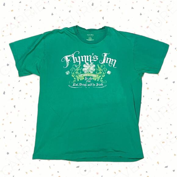 Sonoma St Patricks Day Flynns Inn Green Irish Y2K Graphic Tee Thrashed Grunge XL - Picture 1 of 7